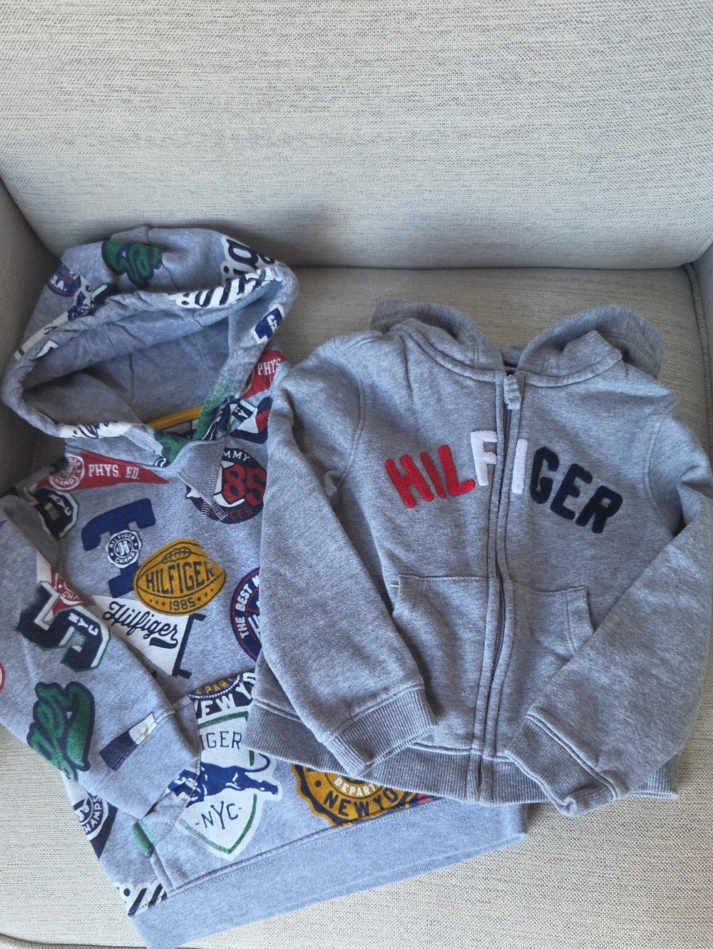 Tommy Hilfiger Kids' Gray Zip Hoodie with Red & Navy Logo